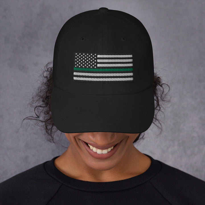 Dad Hat - Thin Green Line Flag (Embroidered Flag)