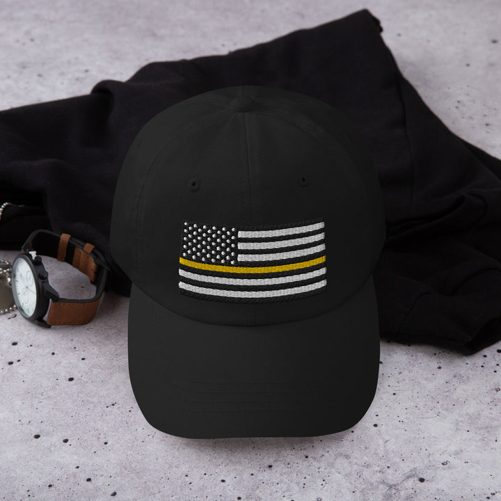 Dad Hat - Thin Yellow Line Flag (Embroidered Flag)