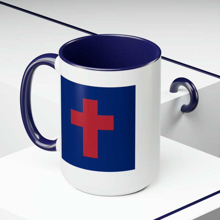 Two-Tone Christian Flag Coffee Mugs, 15oz