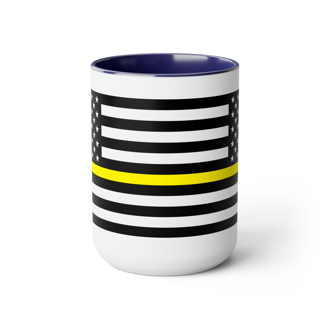 Two-Tone Thin Yellow Line Flag Coffee Mugs, 15oz