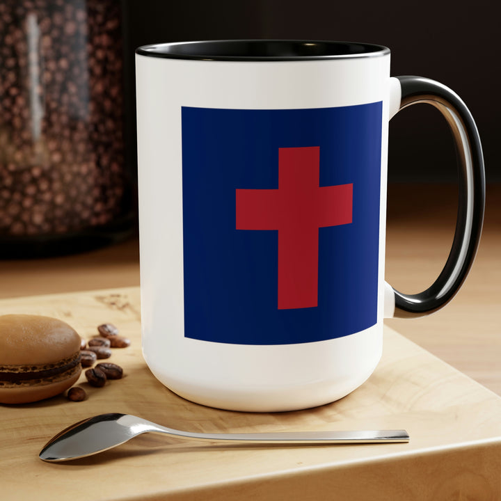 Two-Tone Christian Flag Coffee Mugs, 15oz