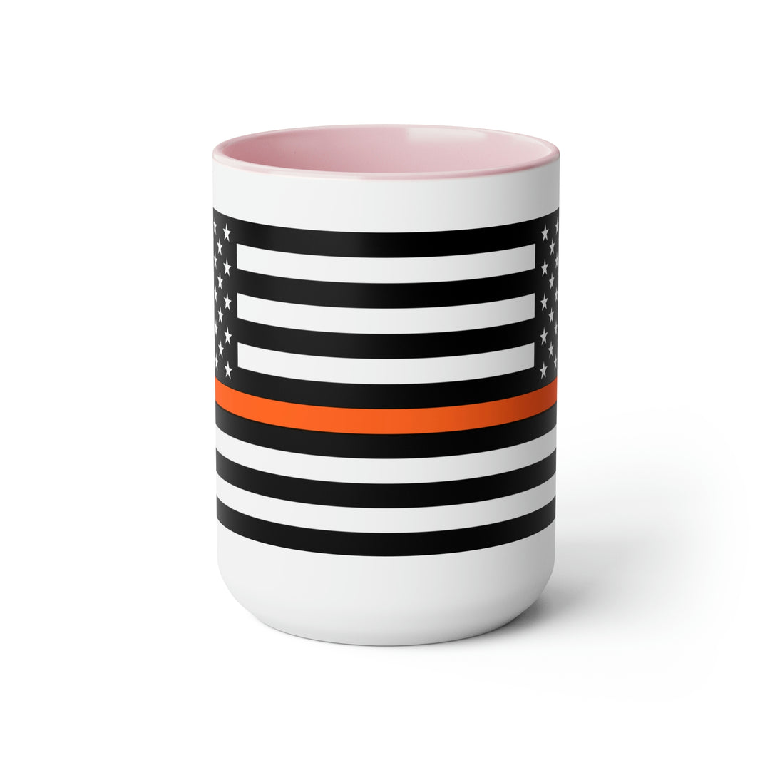 Two-Tone Thin Orange Line Flag Coffee Mugs, 15oz