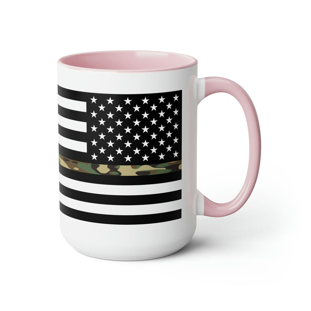 Two-Tone Thin Camo Line Flag Coffee Mugs, 15oz