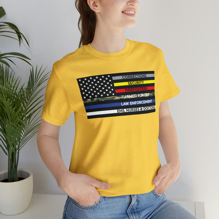 Thin Line USA Flag T Shirt: Bella + Canvas 3001