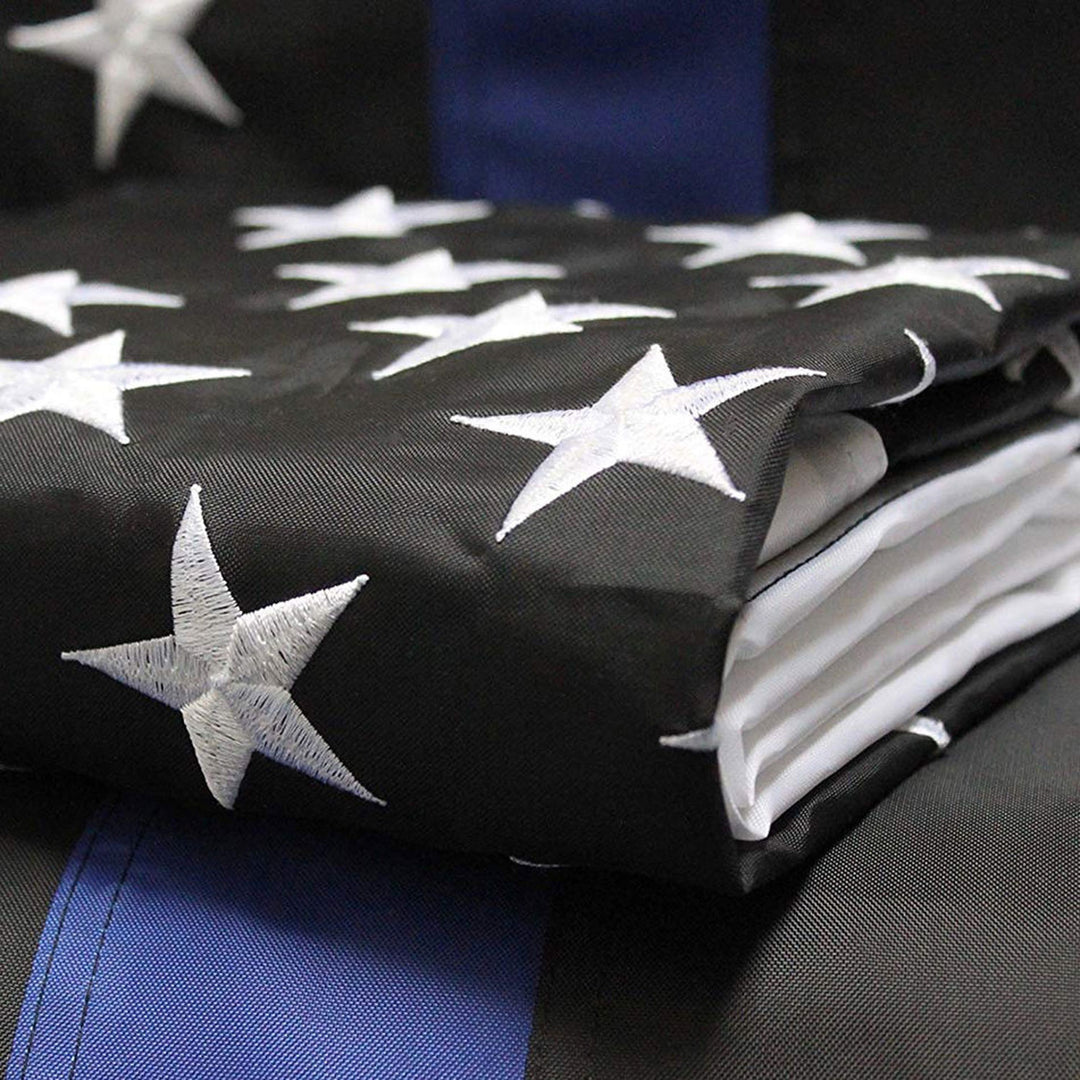 Thin Blue Line American Flag (3x5 foot) Embroidered Stars & Sewn Stripes - USA Flag Co.