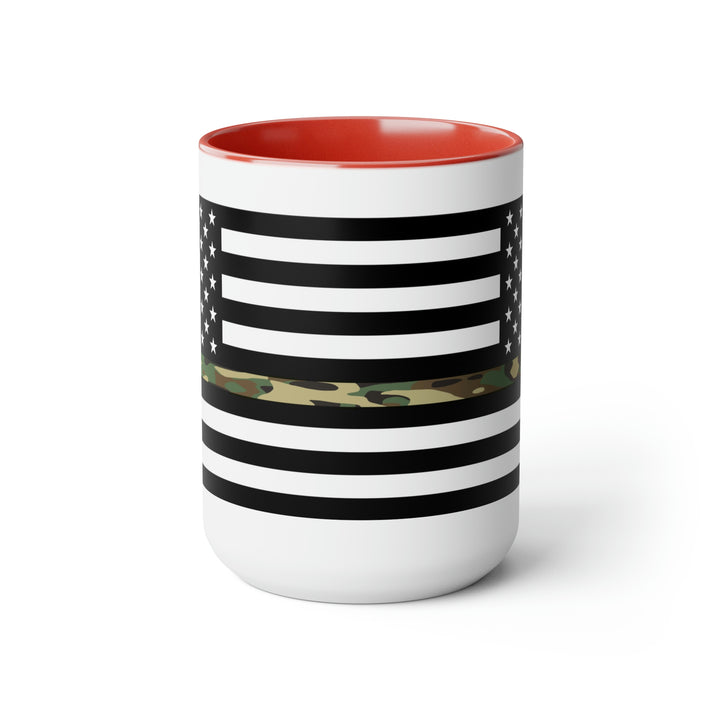 Two-Tone Thin Camo Line Flag Coffee Mugs, 15oz