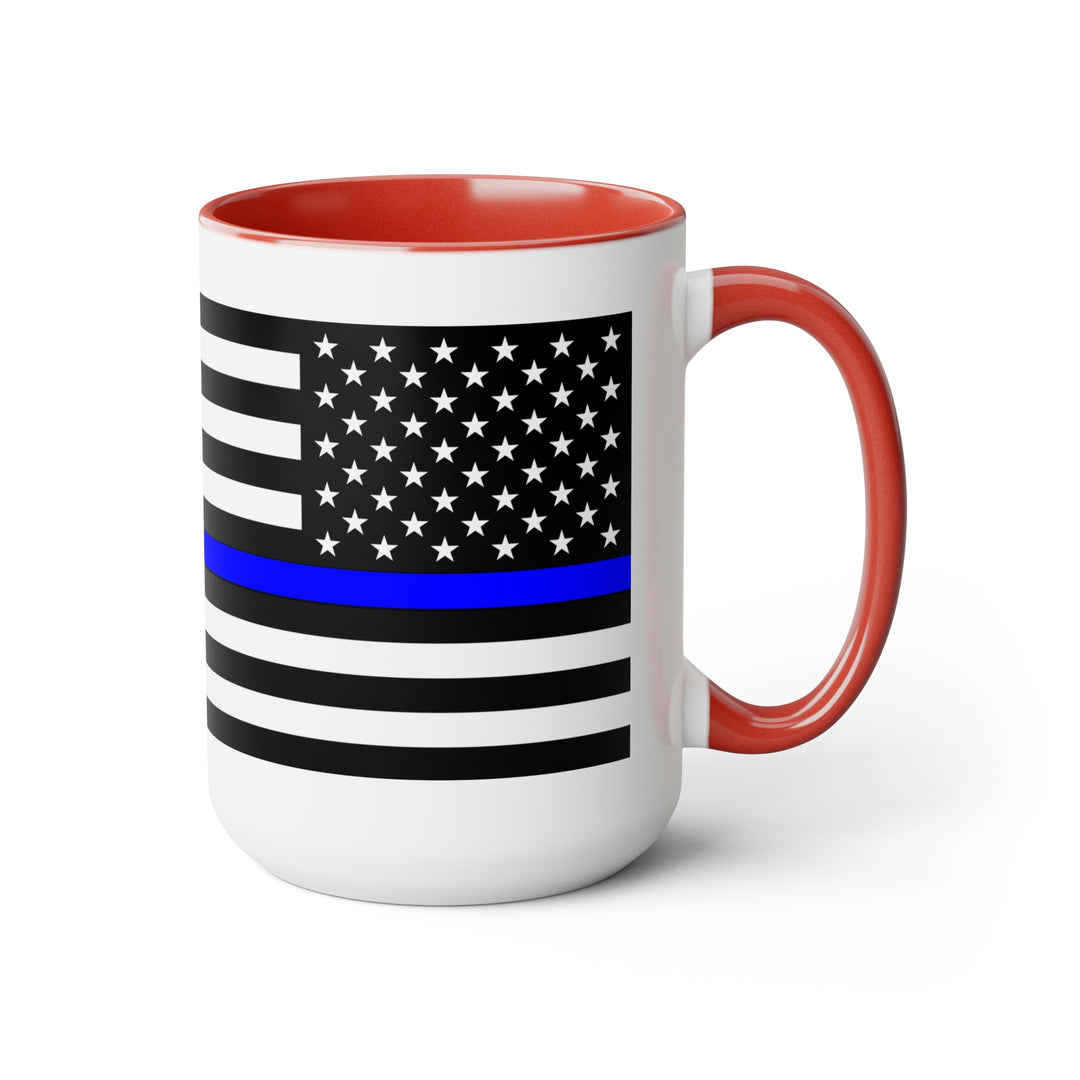 Two-Tone Thin Blue Line Flag Coffee Mugs, 15oz