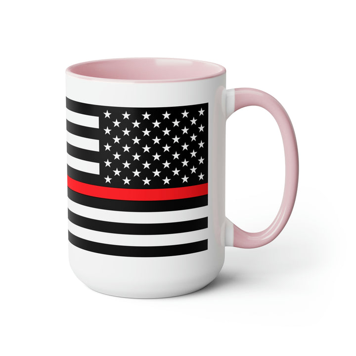 Two-Tone Thin Red Line Flag Coffee Mugs, 15oz