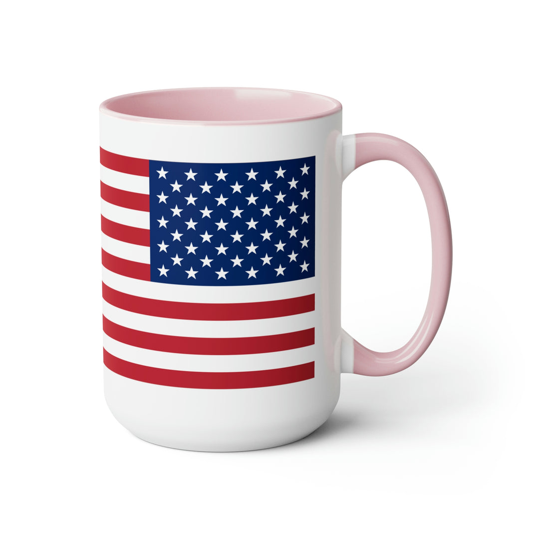 Two-Tone American Flag Coffee Mugs, 15oz