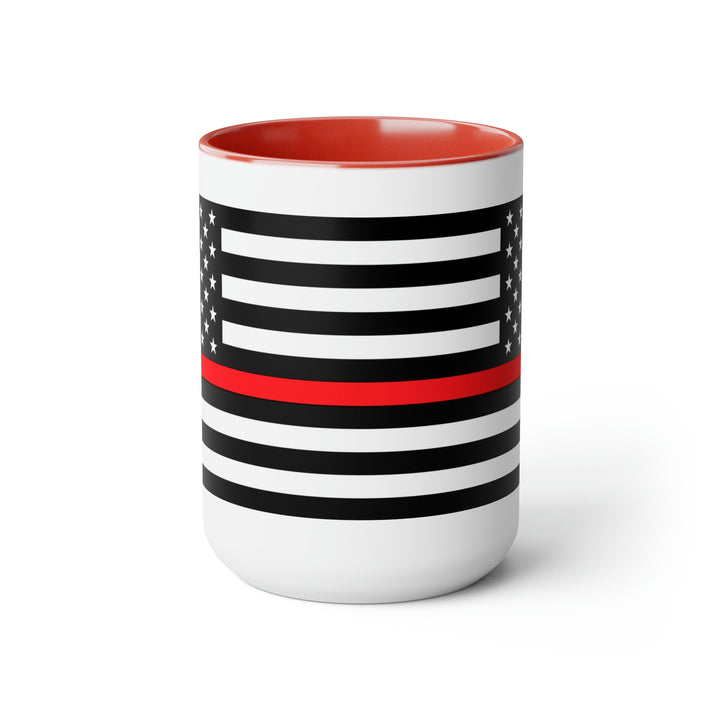 Two-Tone Thin Red Line Flag Coffee Mugs, 15oz