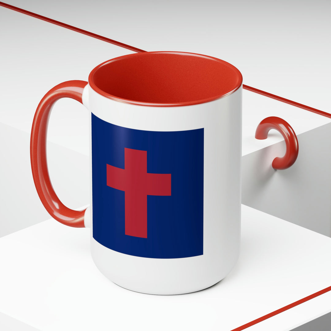 Two-Tone Christian Flag Coffee Mugs, 15oz