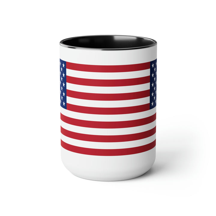 Two-Tone American Flag Coffee Mugs, 15oz