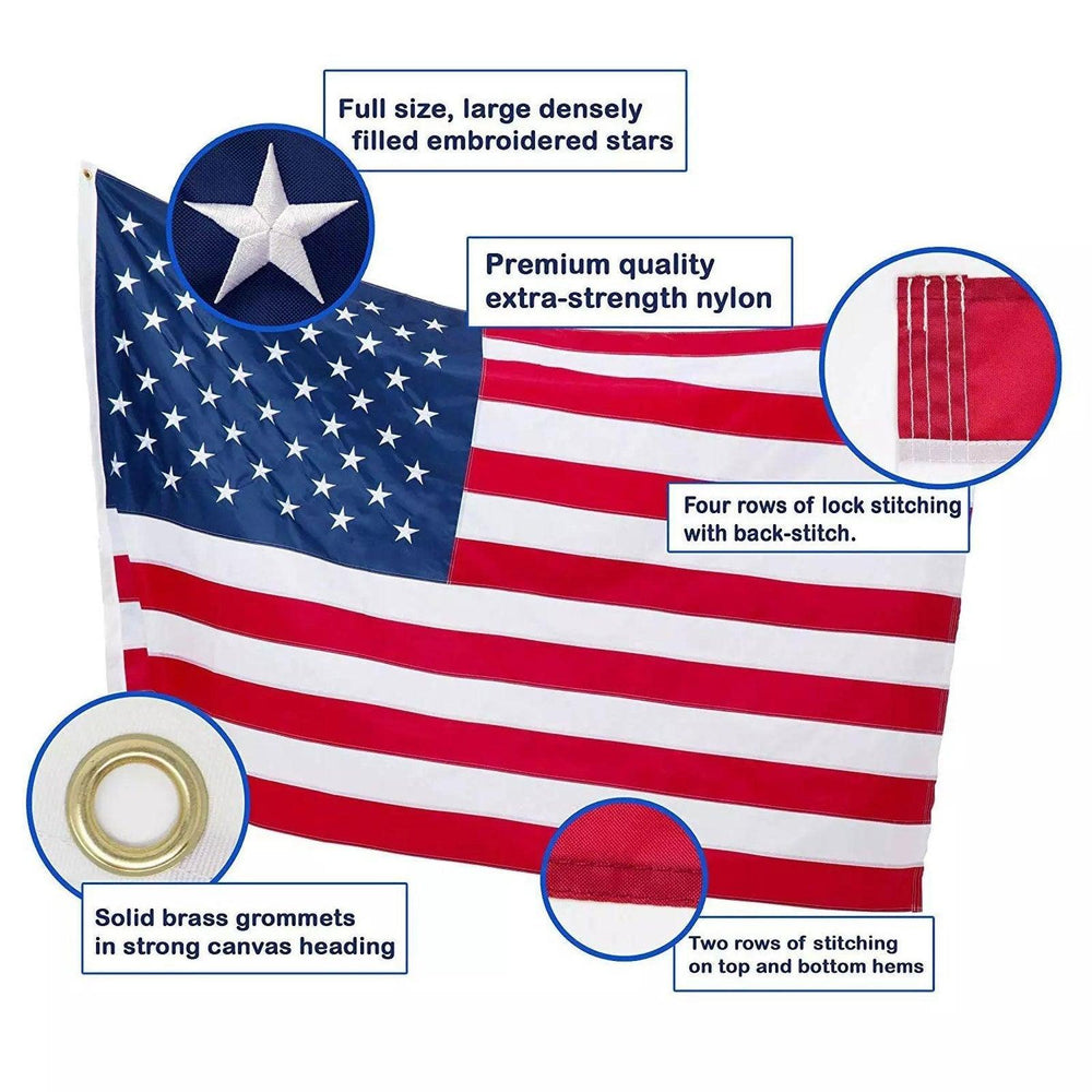 Polyester American Flag (4x6 foot) Embroidered Stars & Sewn Stripes - USA Flag Co.