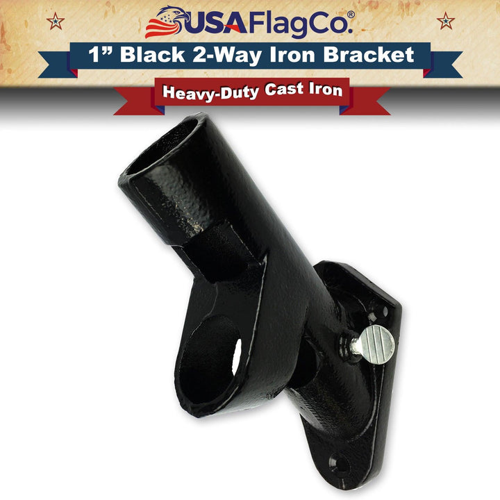 ROGUE™ Black Cast Iron Flag Pole Bracket (1-inch Diameter) - USA Flag Co.