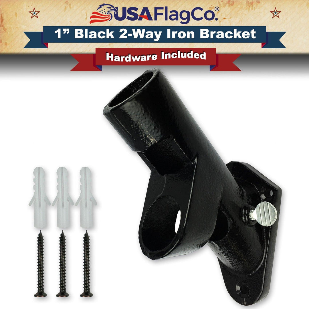 ROGUE™ Black Cast Iron Flag Pole Bracket (1-inch Diameter) - USA Flag Co.