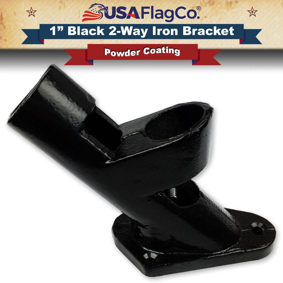 ROGUE™ Black Cast Iron Flag Pole Bracket (1-inch Diameter) - USA Flag Co.