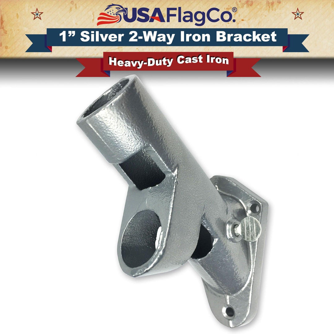 ROGUE™ Silver Cast Iron Flag Pole Bracket (1-inch Diameter) - USA Flag Co.