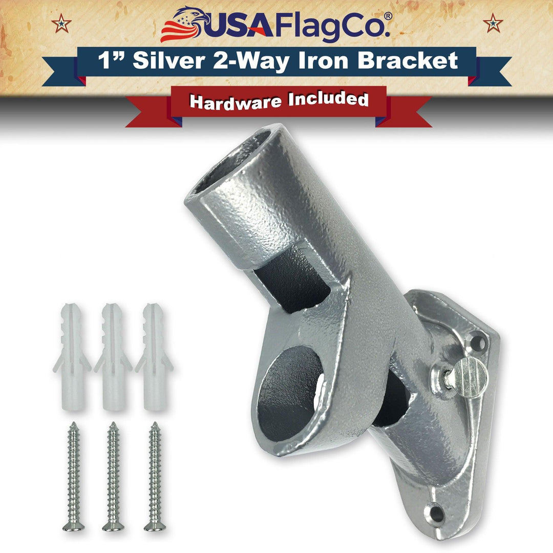 ROGUE™ Silver Cast Iron Flag Pole Bracket (1-inch Diameter) - USA Flag Co.