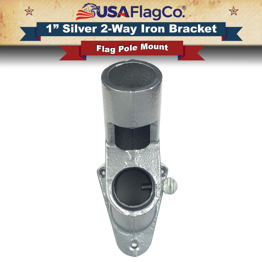 ROGUE™ Silver Cast Iron Flag Pole Bracket (1-inch Diameter) - USA Flag Co.