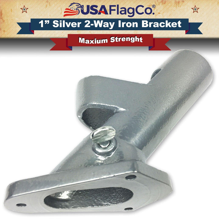 ROGUE™ Silver Cast Iron Flag Pole Bracket (1-inch Diameter) - USA Flag Co.