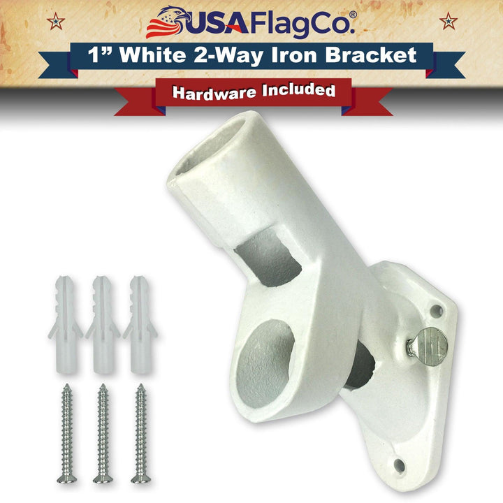 ROGUE™ White Cast Iron Flag Pole Bracket (1-inch Diameter) - USA Flag Co.