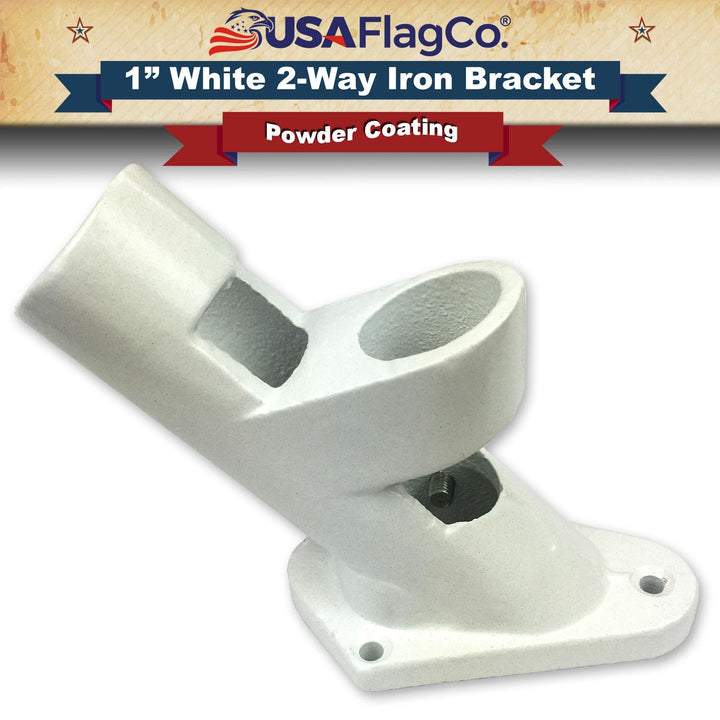 ROGUE™ White Cast Iron Flag Pole Bracket (1-inch Diameter) - USA Flag Co.