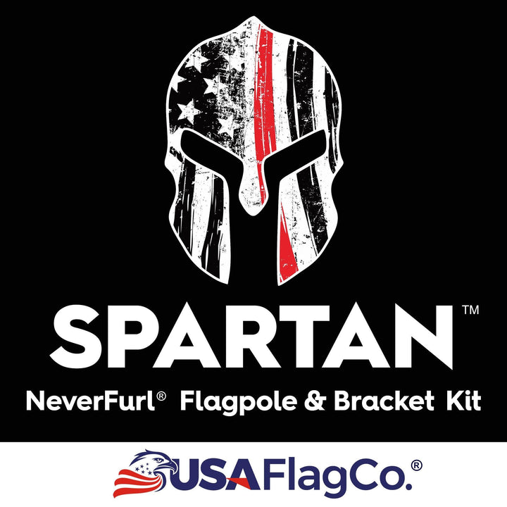 SPARTAN™ NeverFurl® 6ft Flagpole & Bracket Kit (Made in the USA) - Black - USA Flag Co.