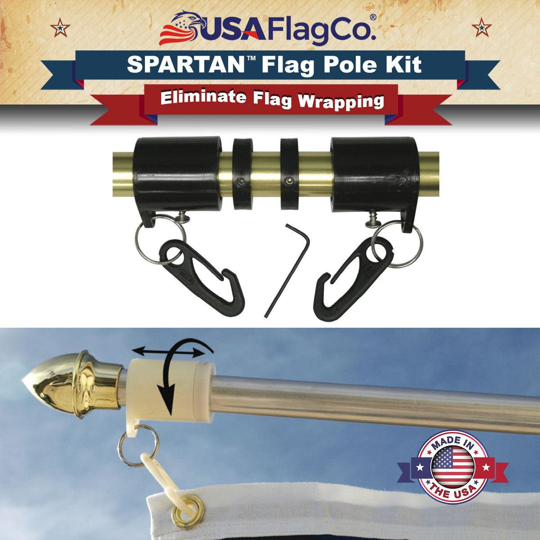 SPARTAN™ NeverFurl® 6ft Flagpole & Bracket Kit (Made in the USA) - Black - USA Flag Co.