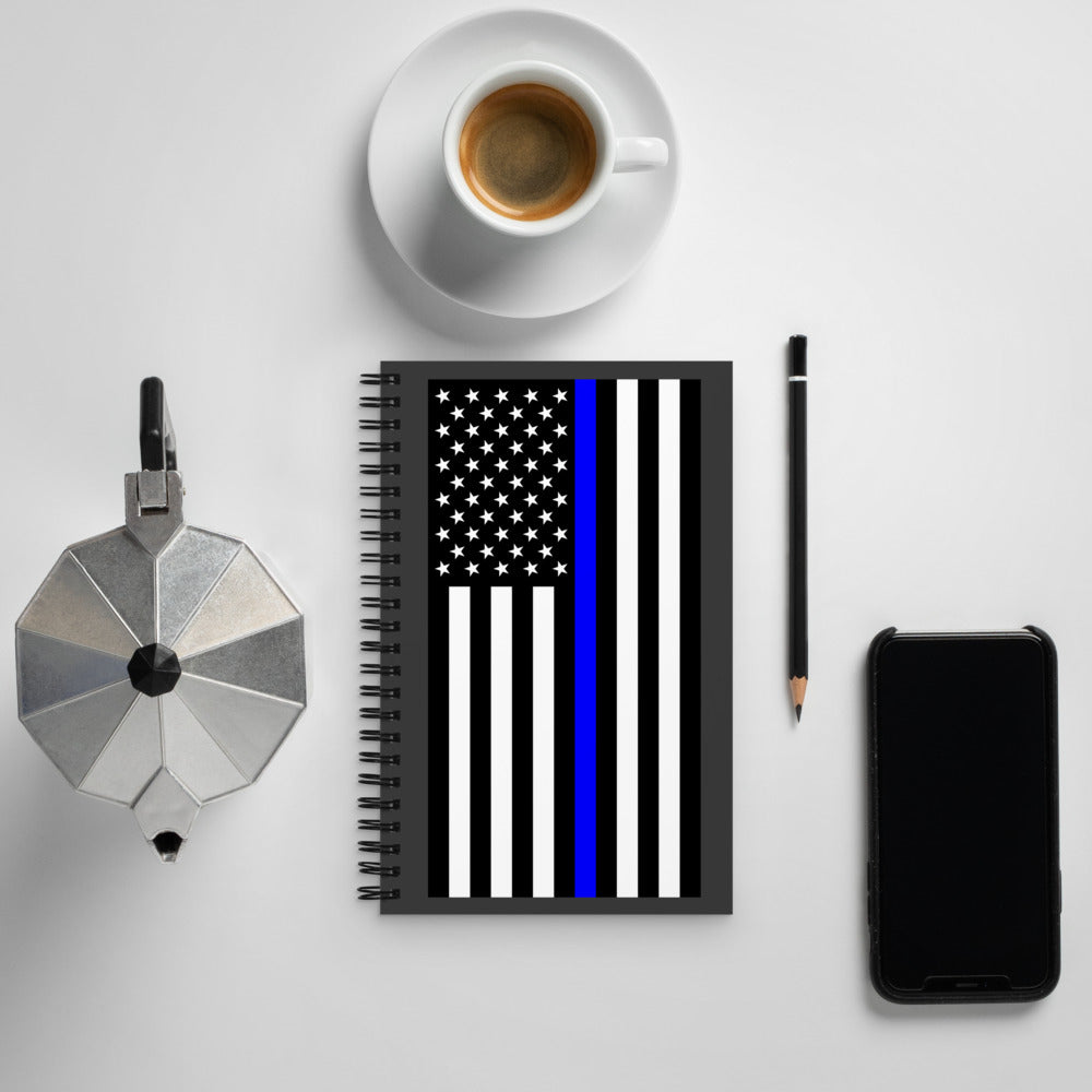 Thin Blue Line Flag Spiral Notebook by USA Flag Co.