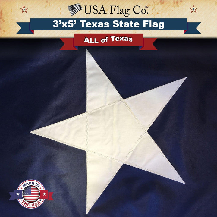 Texas Flag (3x5 foot) Fully Sewn Design - USA Flag Co.