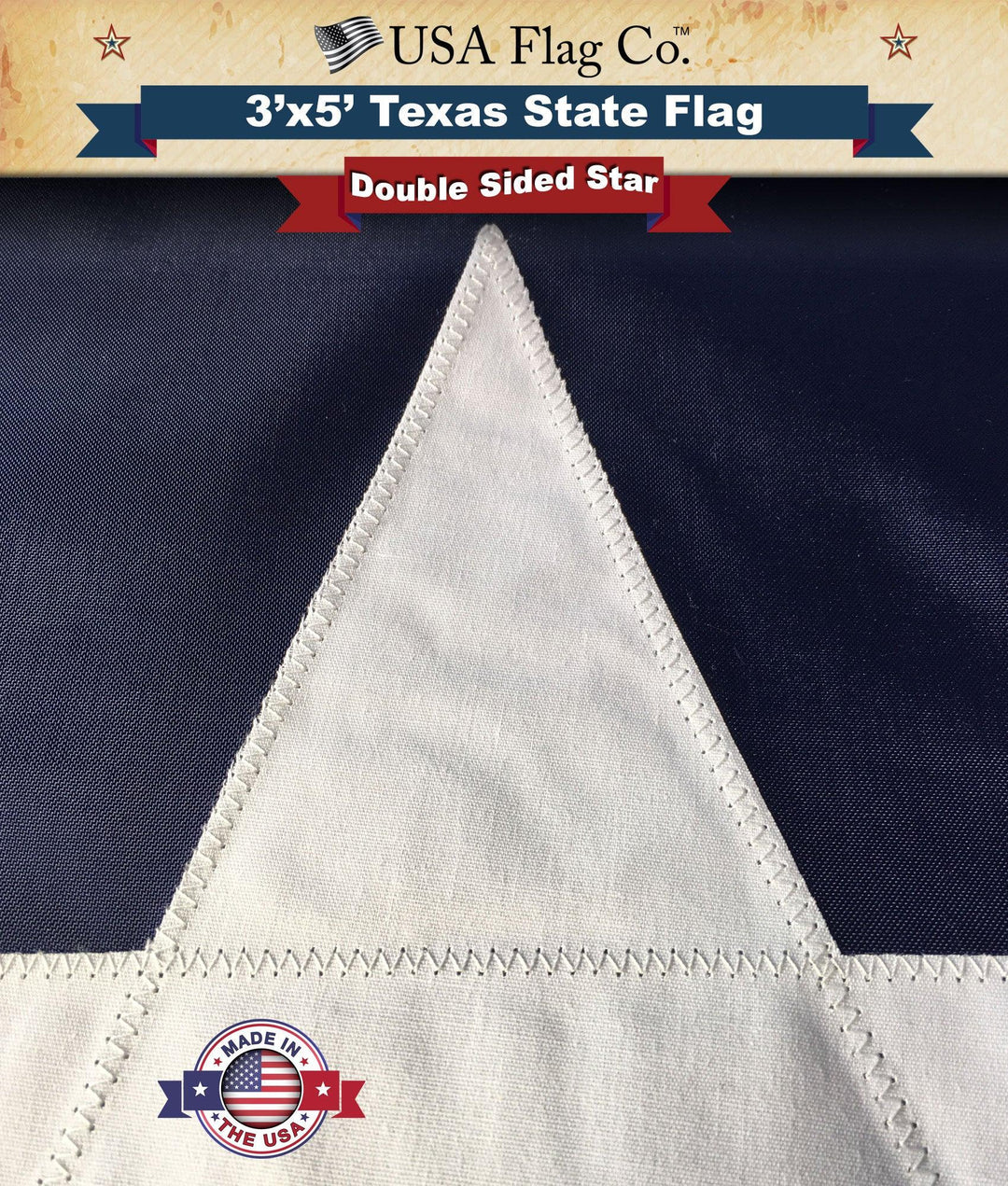 Texas Flag (3x5 foot) Fully Sewn Design - USA Flag Co.