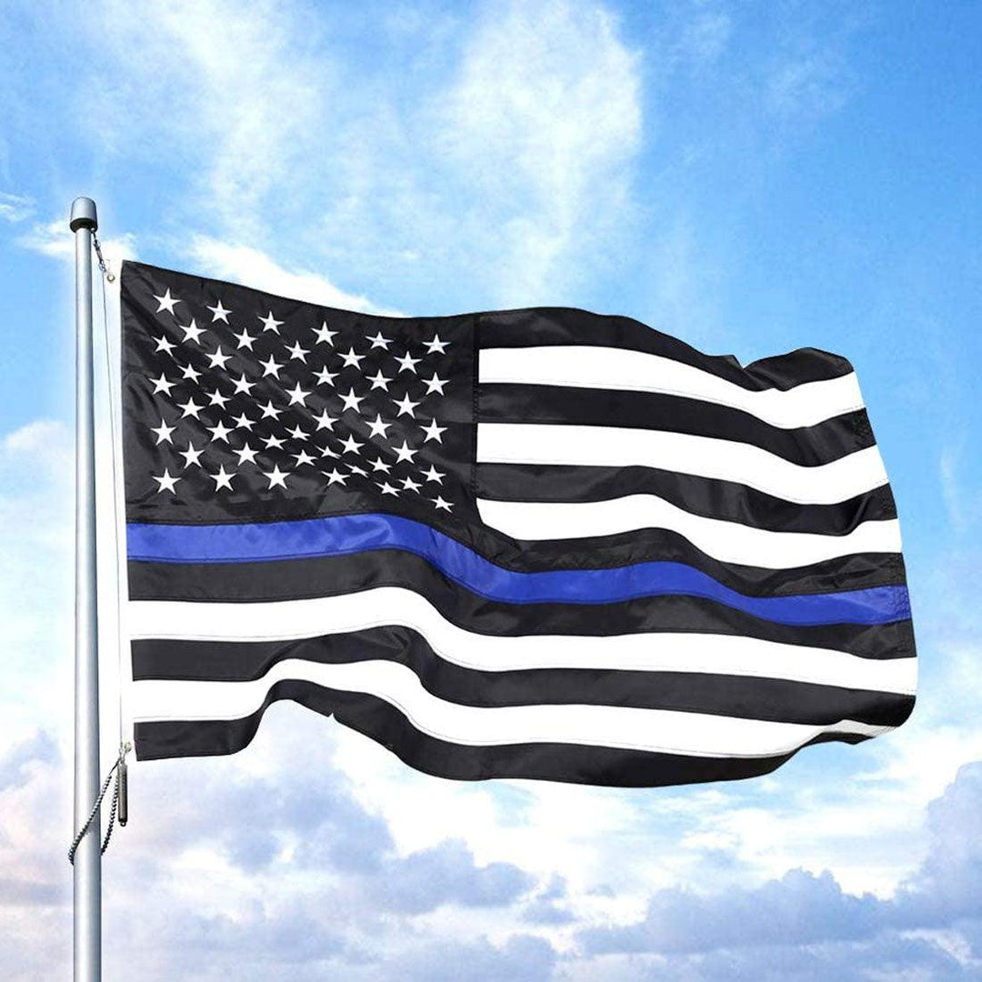 Thin Blue Line American Flag (3x5 foot) Embroidered Stars & Sewn Stripes - USA Flag Co.