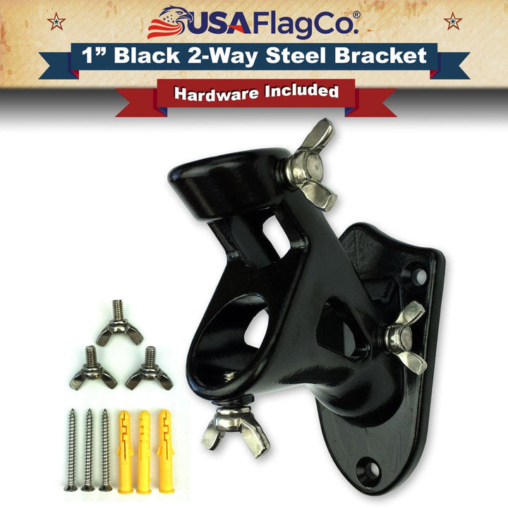 TITAN™ Black Stainless Steel Flag Pole Bracket (1-inch Diameter) - USA Flag Co.