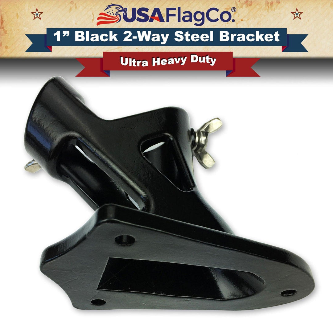 TITAN™ Black Stainless Steel Flag Pole Bracket (1-inch Diameter) - USA Flag Co.