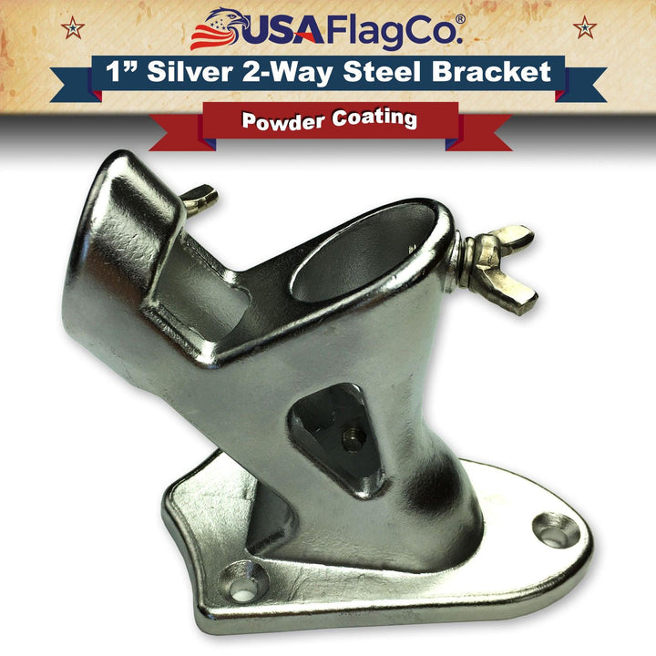 TITAN™ Silver Stainless Steel Flag Pole Bracket (1-inch Diameter) - USA Flag Co.