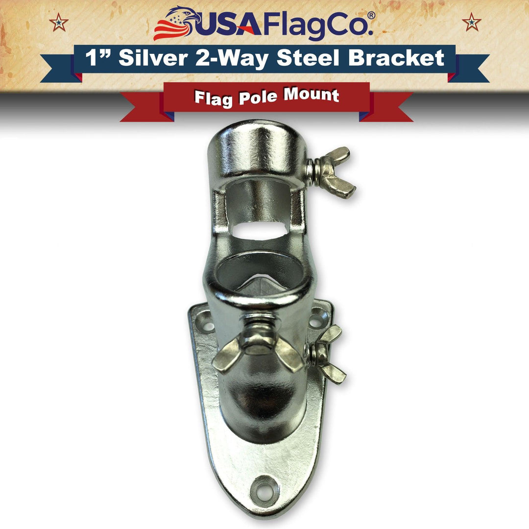 TITAN™ Silver Stainless Steel Flag Pole Bracket (1-inch Diameter) - USA Flag Co.