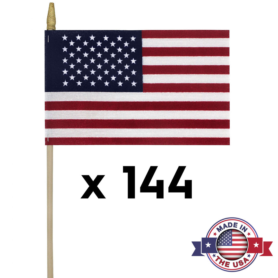 USA Stick Flags 6x9 Inch - Flattened Spearhead Tip for Safety